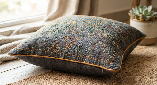 Kantha Stitch Cushion